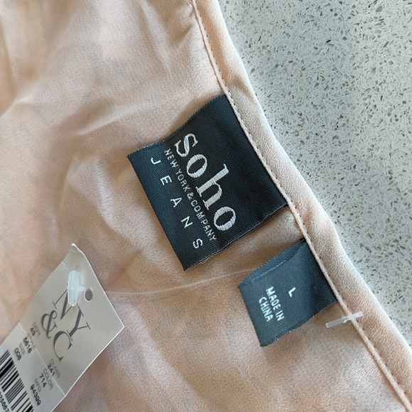 NWT Soho by New York & Co Pink Lace 3/4 Sleeve Blouse - Size L - Picture 4 of 11